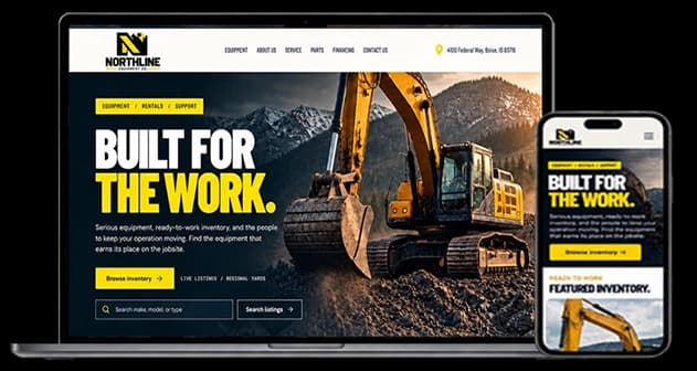 Dealer website displayed on a desktop screen and mobile phone